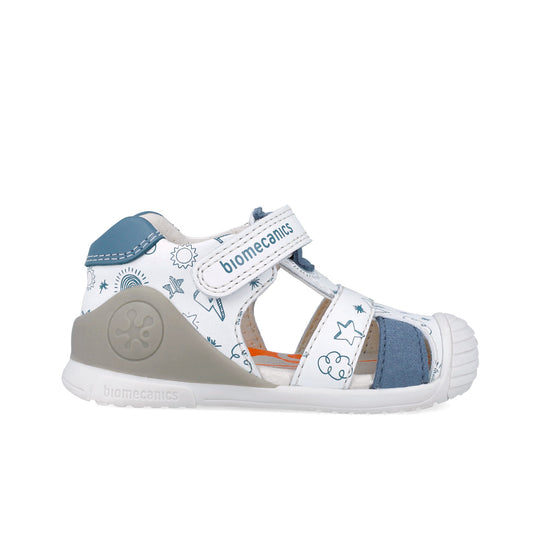 BIOMECANICS SANDALIA CERRADA BLANCO Y INDIGO 252116-B834