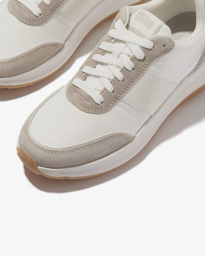 ZAPATILLAS FITFLOP F-MODE FLOW SUEDE BLANCO GRIS MUJER